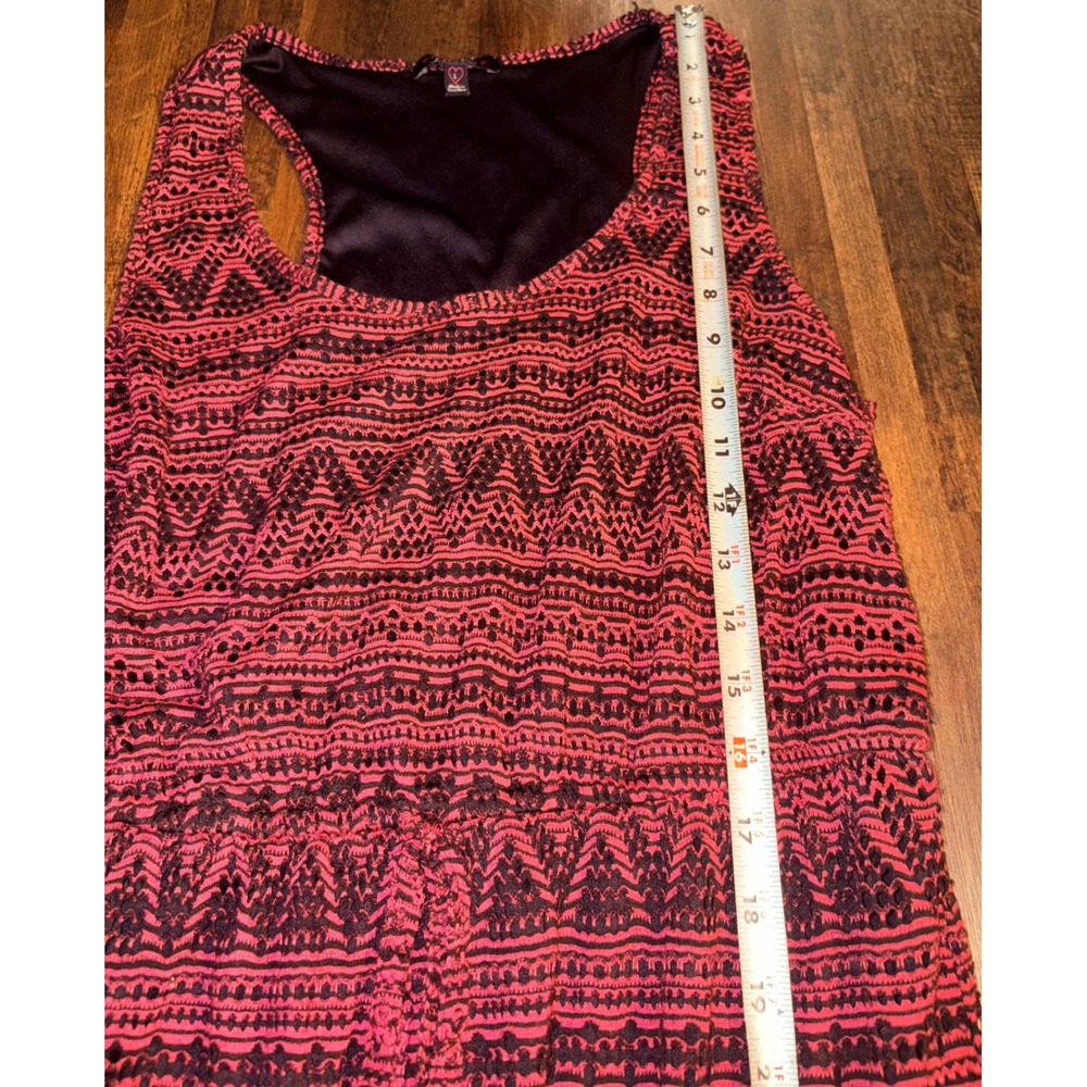 BeBop Pink Black Geometric Crochet Lace Maxi Dress Womens Large Racerback Boho - Picture 4 of 7